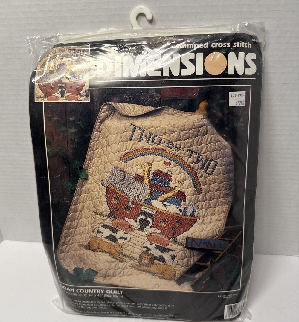 Dimensions Noah Country Quilt Stamped Cross Stitch Kit 1997 NEW